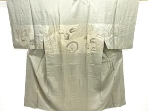 アンティーク　茶釜に文字模様男物長襦袢